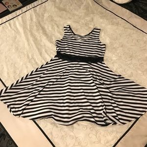 Black and White Striped Midi Dress